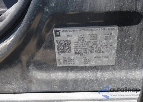 2019 Chevrolet Trax Ls z USA, uszkodzony, nr VIN 3GNCJNSB3KL374444